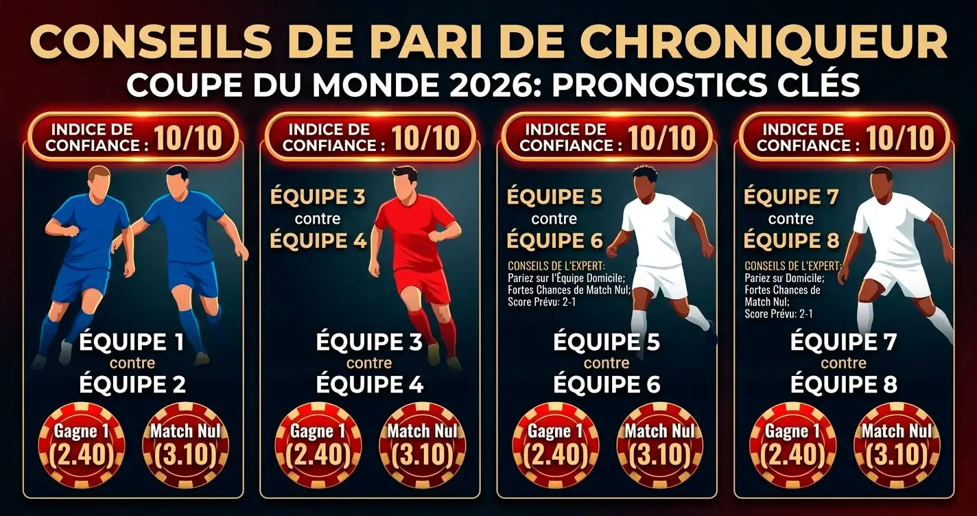 Mes pronostics notés pour les matchs du 22 juin au Mondial 2026