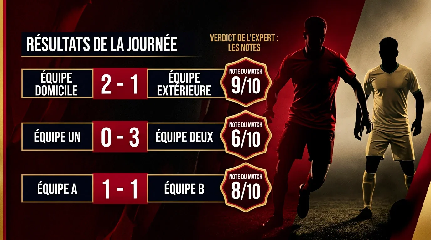 Tableau des résultats notés de la 2e journée du Mondial 2026