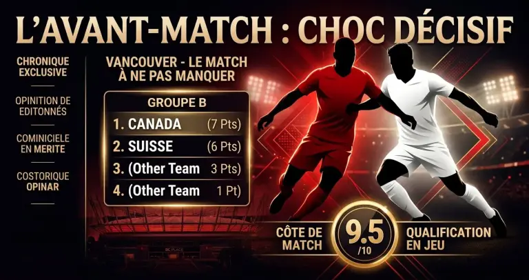 Suisse – Canada Coupe du Monde 2026 : mon pronostic du match décisif